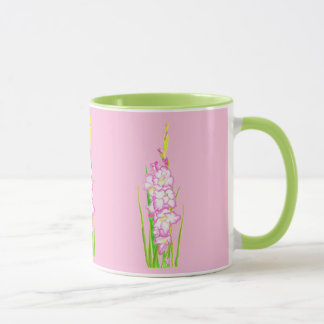 Taza Bonito acuarela Gladiola Flores rosas