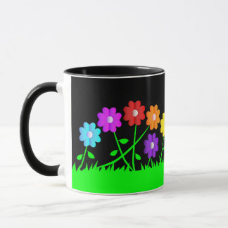 Taza Bonito arte personalizado colores flores hierba