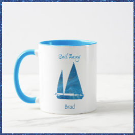 Taza Bonito Blue Sailboat Nautical