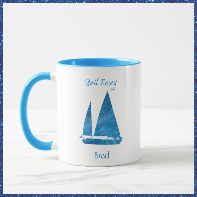 Taza Bonito Blue Sailboat Nautical (Subido por el creador)