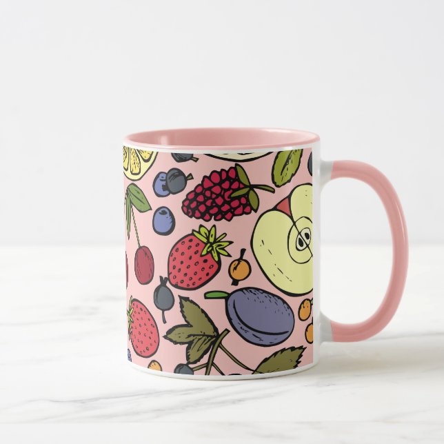 Taza Bonito botánica y frutos l Patrón rosa (Derecha)