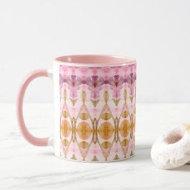 Taza Bonito Café Llenado Rosa Mug con ciruela y oro