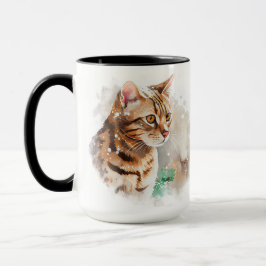 TAZA BONITO COLOR DE AGUA BENGAL CAT FACE