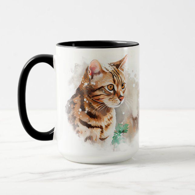 TAZA BONITO COLOR DE AGUA BENGAL CAT FACE (Izquierda)