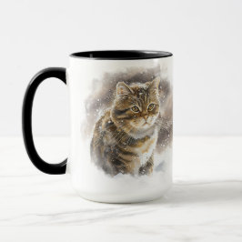 TAZA BONITO COLOR DE AGUA MARRÓN TABBY CAT