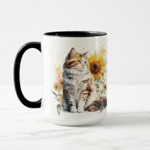 TAZA BONITO COLOR DE AGUA TABBY CAT CON RETORNILLAS