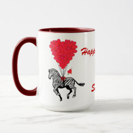 Taza Bonito corazón de amor de cebra Valentines
