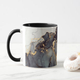Taza Bonito dorada de mármol blanco