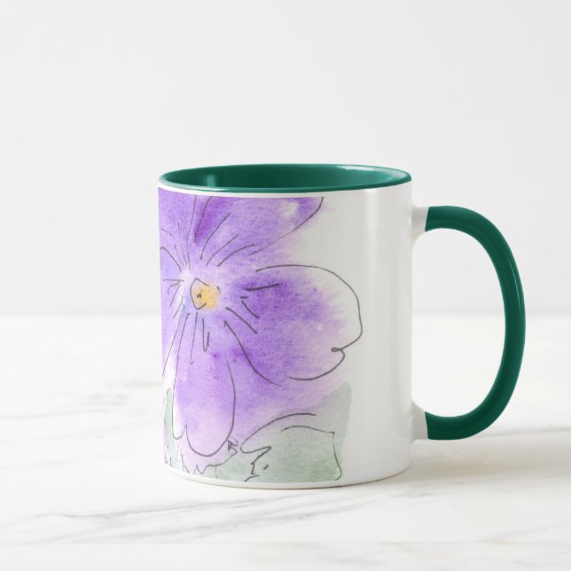 Taza Bonito Géranios púrpuros Acuarela Mug (Derecha)