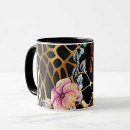 Taza Bonito Girly Purpurina Gold Animal Print Named Gla