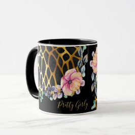Taza Bonito Girly Purpurina Gold Animal Print Named Gla