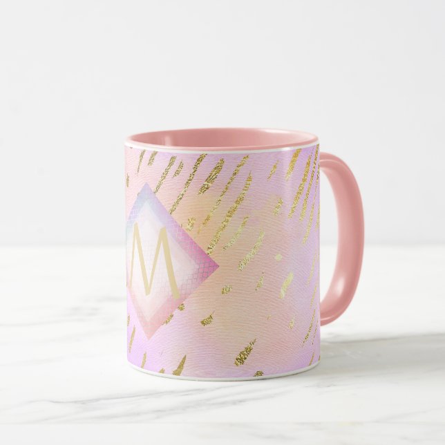 Taza Bonito Girona Purpurina Lluvia de oro rosa (Anverso derecho)