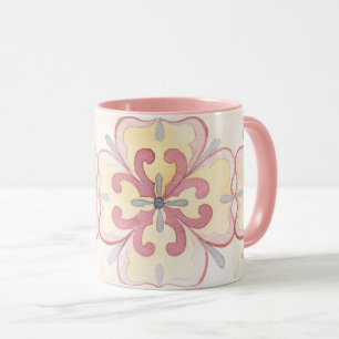 Taza Bonito patrón floral Clásica acuarela rosa