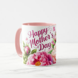 Taza Bonito Peonies color floral Día de la madre