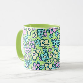 Taza Bonito Pequeña Flores De Arte Popular Encantadora