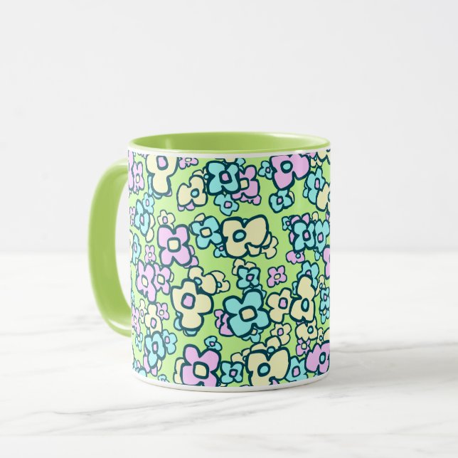 Taza Bonito Pequeña Flores De Arte Popular Encantadora (Anverso izquierdo)