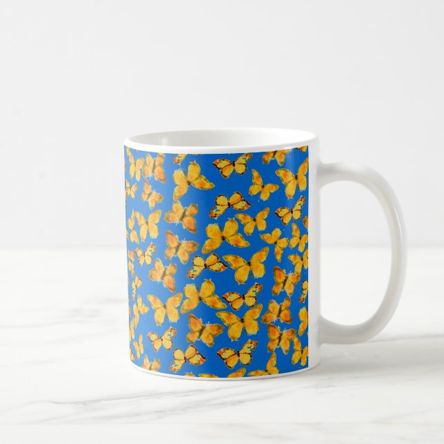 Taza Bonito Ringer Mug, mariposas doradas sobre el ciel (Derecha)