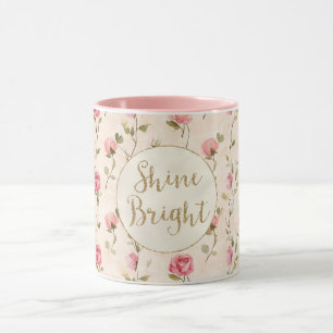 Taza Bonito Rosa Rosa Purpurina dorado Brillo brillante