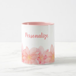 Taza Bonito rosada y café con flor giratorio personaliz