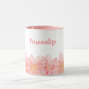 Taza Bonito rosada y café con flor giratorio personaliz