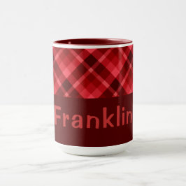 Taza Bonito Ruby Red Plaid Monograma 15 oz Café Mug