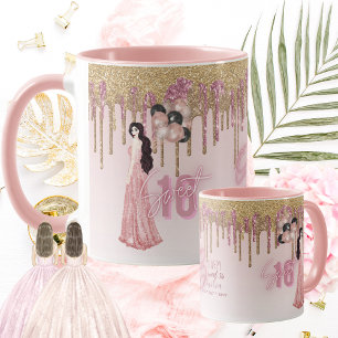 Taza Bonito Sweet16 ROSEGOLD DRIPPING PURPURINA BRUNETT