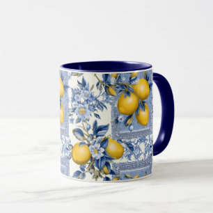 Taza Bonito Talavera Tile Lemons de impresión de todo t