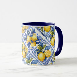 Taza Bonito Talavera Tile Lemons de impresión de todo t