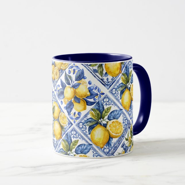 Taza Bonito Talavera Tile Lemons de impresión de todo t (Anverso derecho)
