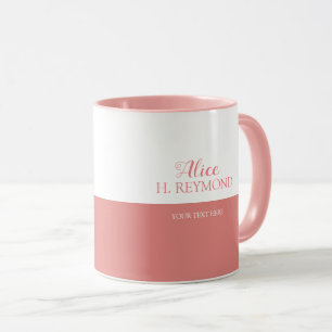 Taza bonito trapo mitad rosa y blanco personalizado con