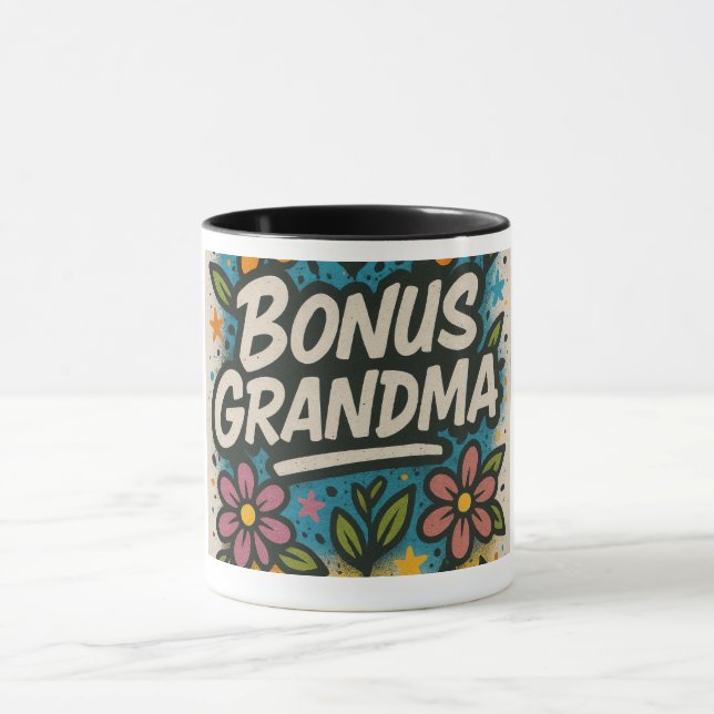 Taza Bono Abuela Mug-Floral y regalo de diversión (Centro)