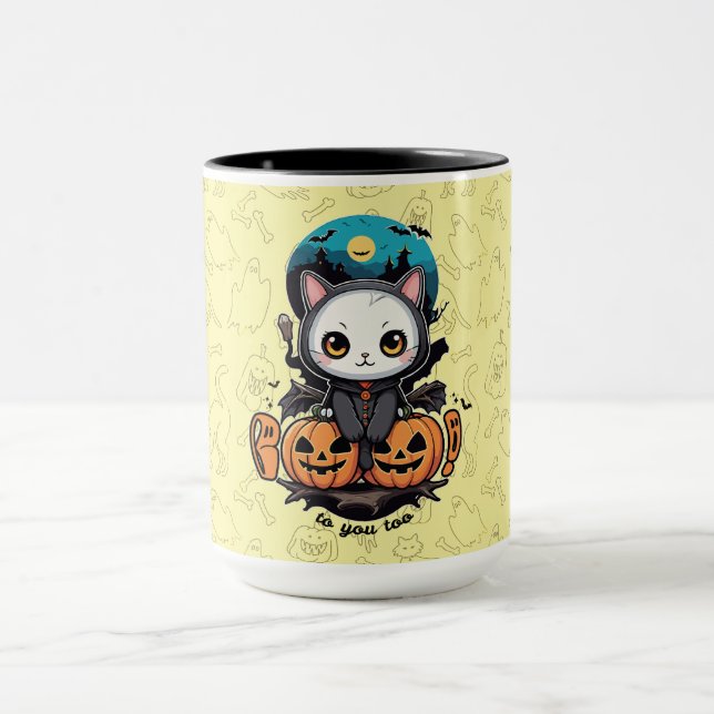 Taza Boo a ti también | Alas y calabaza de gatos (Centro)