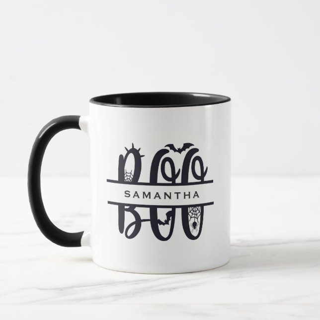 Taza Boo Bats & Spider Personalizado Web Monograma Mug (Izquierda)