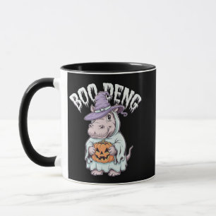 Taza Boo deng Spooky Halloween Moo Deng Baby Hippo