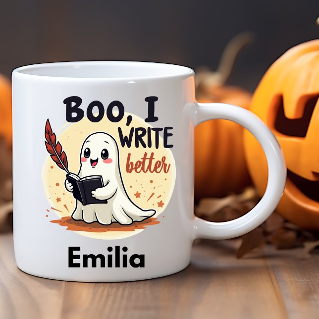 Taza Boo, escribo Mejor Nombre Halloween Mug para Escri (Subido por el creador)