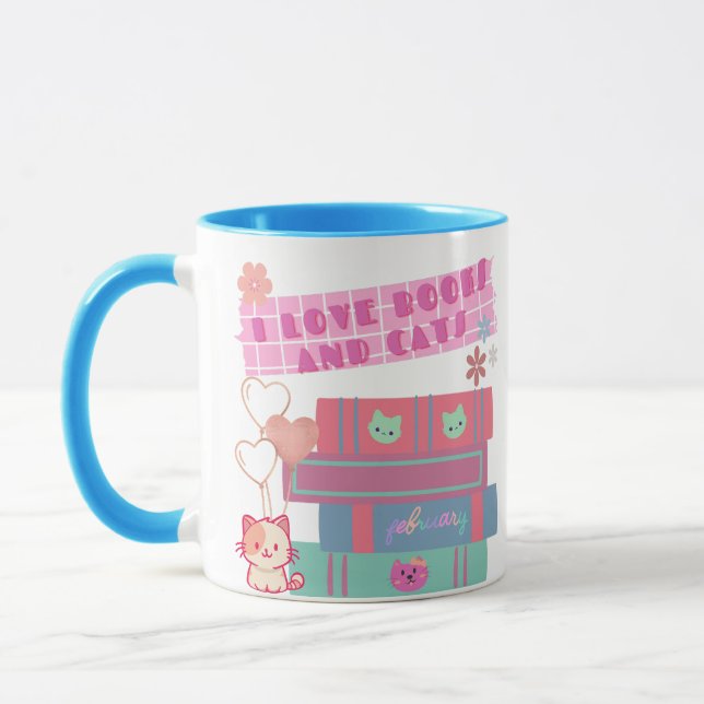 Taza Book Coquette - I Love Books & Cats - Bookish  (Izquierda)
