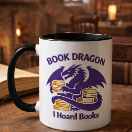Taza Book Lover Mug | Book Dragon I Hoard Books Coffee 