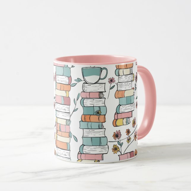Taza Bookish Books Pastel Pink Coffee Mug (Anverso derecho)