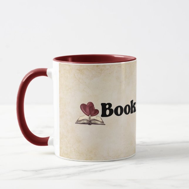 Taza Bookish Troves Book Lover Hearts Bold Red Black (Izquierda)