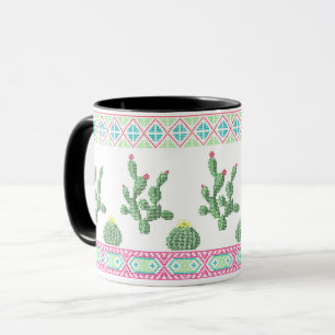 Taza Bordado tribal de punto de cruz mexica
