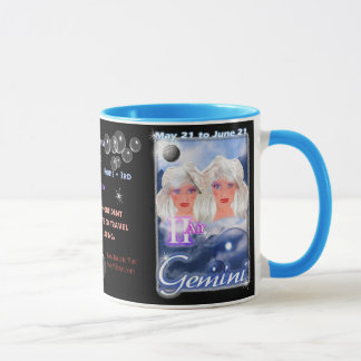 Taza Borde azul del zodiaco de los géminis