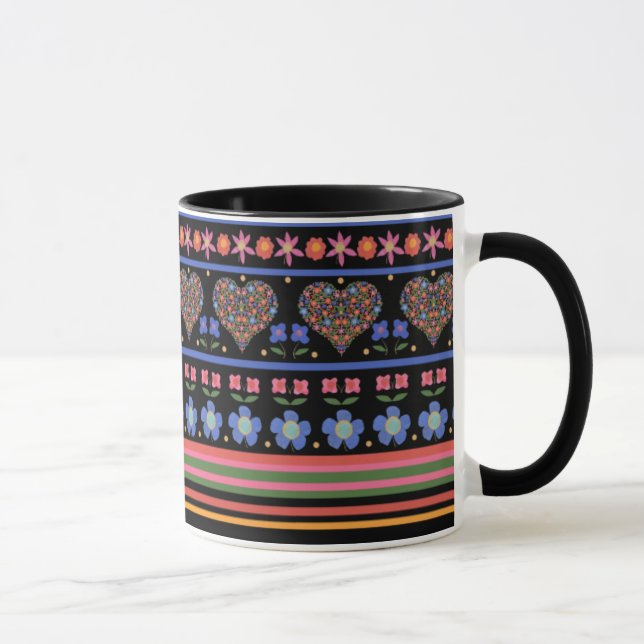 Taza Borde de estilo de arte folclórico sobre tazón de  (Derecha)