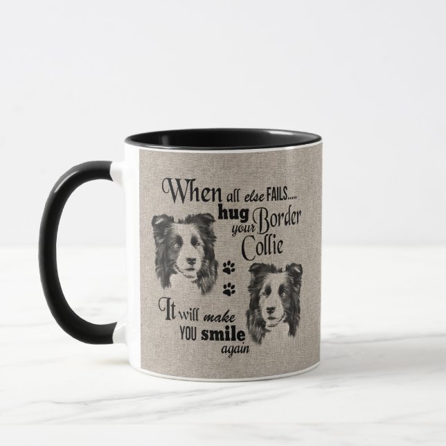 Taza Borde del arte Collie cuando todo falla (Izquierda)