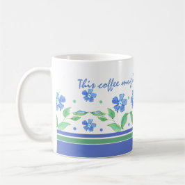 Taza Borde floral verde azul perwinkle para personaliza