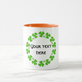 Taza Borde verde Shamrock Añadir texto Ornamento Metali