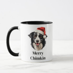 Taza Border Collie Perro Sombrero de Santa Navidad