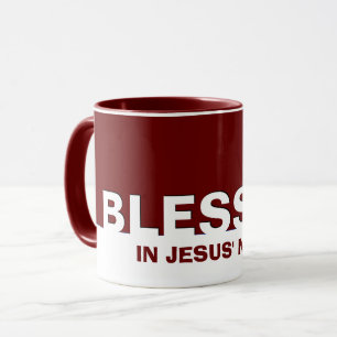 Taza Borgoña Moderna BENDIDA En Nombre De Jesús Cristia
