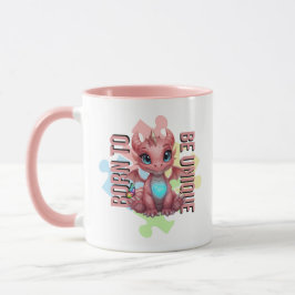 Taza Born to Be Unique Cute Pink Dragon– Inspirational