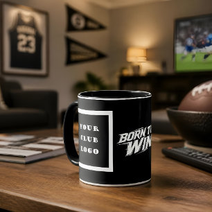 Taza Born to Win Club Atlético Logotipo Tipografía Negr