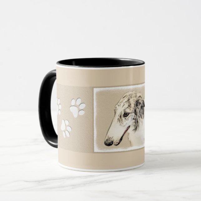 Taza Borzoi (Brindle plateado) Pintura original de arte (Anverso izquierdo)